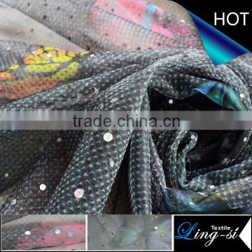 Polyester Tulle Flocking with Hologram Fabric for Clothing