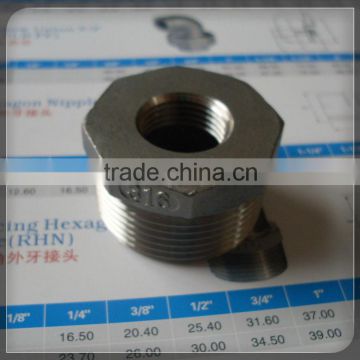 1/2"BSPT x 3/8"BSPP Stainless Steel Reducing Bush