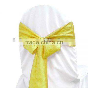 cheap and durable crinkle/crushed taffeta sash,chair bow for wedding banquet events