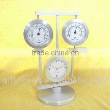 metal weather station clock, gifts set clock, thermometer & hygrometer clock