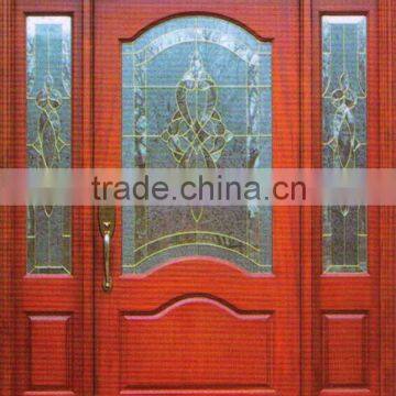 2 Side Lite Decorative Glass Wood Design Doors Exterior DJ-S9108ST