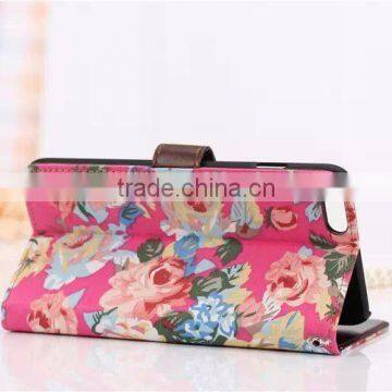 Wholesale Flower Pattern Book style Leather Case for iPhone 6 F-IPHLC020