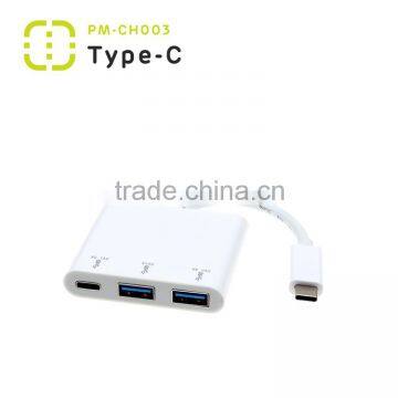 Type C 3.1 plug to dual USB A and Type C multi adapter