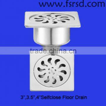 Anti-odour selfclose stainless steel floor drain