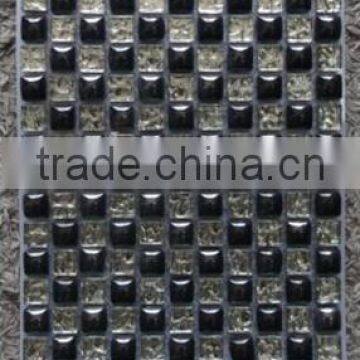 Foshan factory cheap black and silver crystal glass mosaic