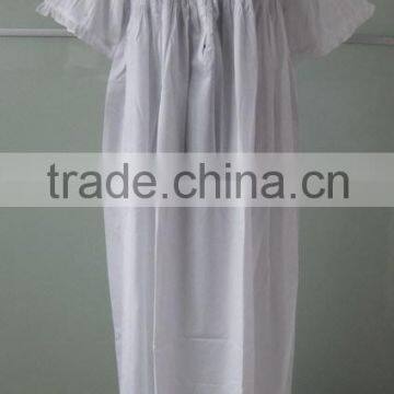 White cotton smocked nightgown