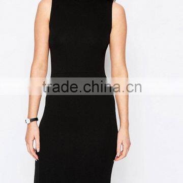 New Womens Plain Bodycon Sleeveless Ladies Pencil Midi Dress photo-4