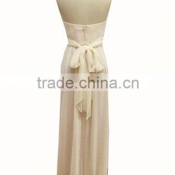Lady's Poly Georgette Long Nude Evening Dress photo-3