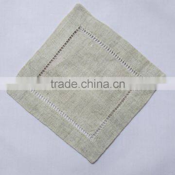 Hemstitch Linen Cocktail Napkins Natural photo-4