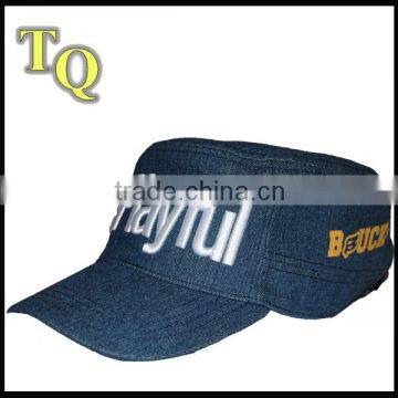 wholesale denim cap/custom 3d embroidery military hat