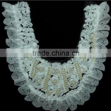 Hand Beaded Chiffon Embroidery Lace Collar for Lady Dress