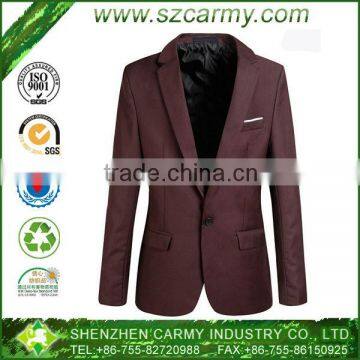 Newest Man's Single Button Half Canvas Center-back Vented Burgundy Leisure Blazer