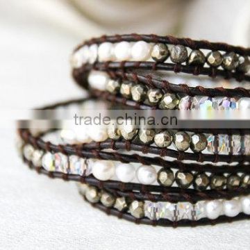 Pearl Crystal Pyrite Wrap