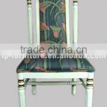 French style wooden chair with buttons fabric Dining room furniture/round back antique dining chair