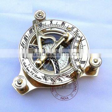 SUNDIAL COMPASS - BRASS SUN DIAL COMPASS - NAUTICAL VINTAGE 3" SUNDIAL - MARINE GIFT