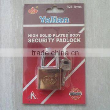 Top security disc golden square padlock