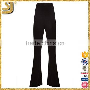 Custom Hot Sexy Slimming Women Stretch Pants, New Arrival Women Black Flared Trousers photo-3