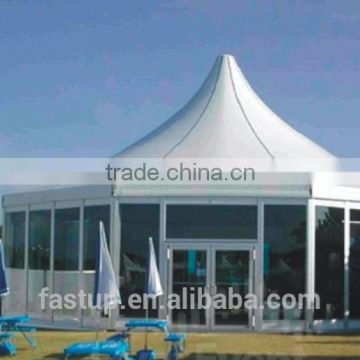 China manufacturer hexagonal pagoda tent with glass wall