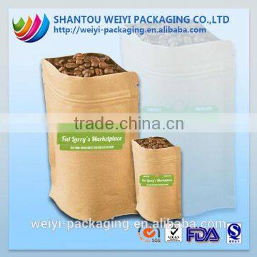 custom brown stand up kraft paper packaging bag for coffee