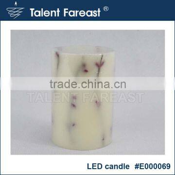 Multi-colored scented dry battery light Led candle with red berry in side dia 75mm