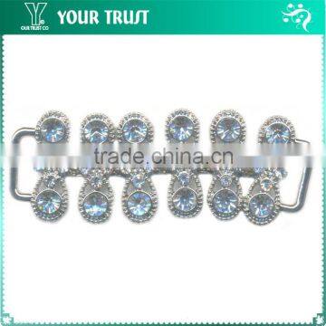 3MM 5MM Crystal Rhinestone Ribbon Chain Shape Connector Rhodium Metal Belt Buckle