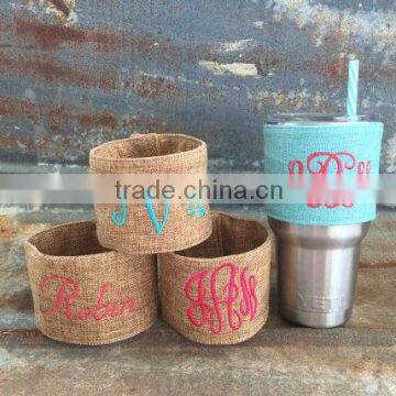 burlap can cooler holder beer cozy wrap insulated outdoor drink holder
