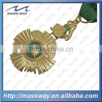 souvenir ribbon die casting 3D zinc alloy brass custom gold medal