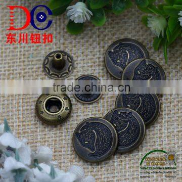 15MM New design logo bronze ecofriendly spring snap button garment accessory