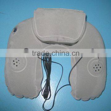 grey folding inflatable travel pillow, music inflatable pillow radio pillow