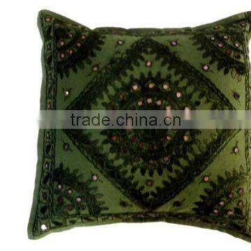 RTHCC-11 Cotton Fabric Gujarati Designer Mirror Work Embroidery cushion covers home Furnishing Manufacturer and Exporter