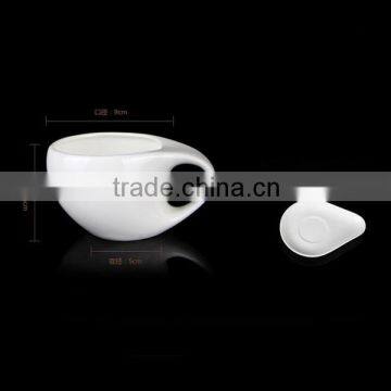Novel Design White Porcelain Ceramic Coffee Cup and Saucer photo-4