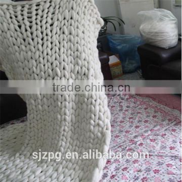 Hot sales white chunky knit throw wool blankets Chunky Knit Merino Wool Blanket