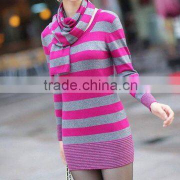 Ladies Fashion Sweater With Scarf