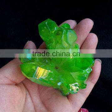 Mini Green Angel Aura Titanium Aura Quartz Crystal Cluster Healing Stones photo-4