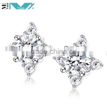 New Arrivals Korean Women Silver Jewelry Rhombus Stud Earrings Design