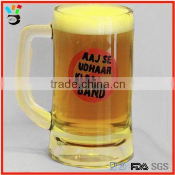 top quality glass beer mug with logo
