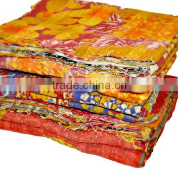 Indian Vintage Kantha Quilt Reversible Vintage Cotton Saree Bedspread