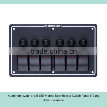 Aluminum Waterproof LED Marine Boat Rocker Switch Panel 6 Gang