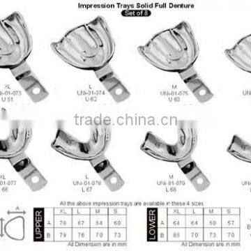 Dental Impression Trays Set Of 8 Denture Made of 18/8 Stainless Steel