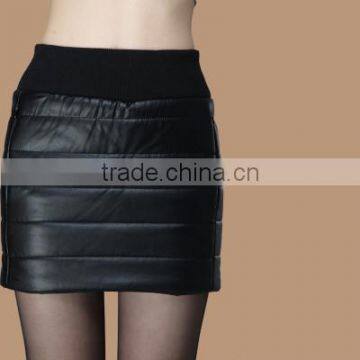 2016 Customized mature lady in leather skirt, ladies down skirt, urban mini skirt