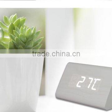 Wooden led digital clock with alarm date temperature sensor
