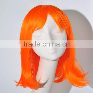 Show girl synthetic Orange silk wave wigs N364