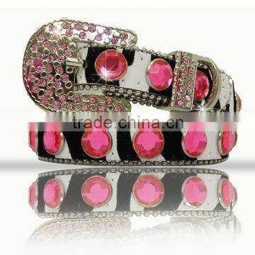 Full rhinestone buckle set zebra printed hot pink bling bling western dog collars