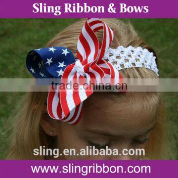 Large Ribbon Bow With Elastic Hairband For Girls