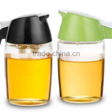 SINOGLASS Trade Assurance 250ml Glass Bottle Unique Spout Dripless Glass Honey Jar Syrup Dispenser