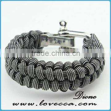 metal charm paracord bracelet, stainless steel survival paracord bracelet metal buckle