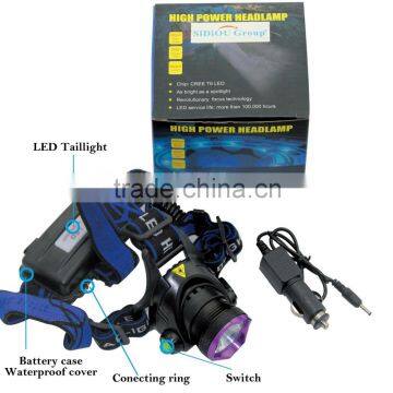 1800 Lm XM-L T6 Focus LED Headlamp Headlight Head Torch Lamp Front Lamp Camping Hiking Light With AC Charger + Car Charger photo-6