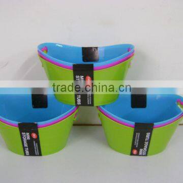 Set of 3 oval plastic mini storage tubs #TG82233