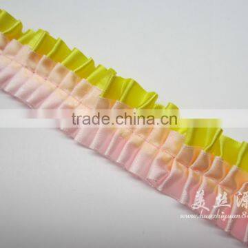 High quality wholesale fashion pleated satin ribbon trimming