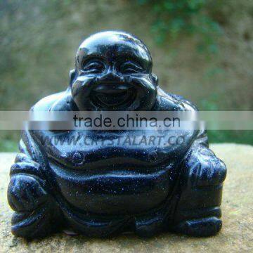 Blue Gold Stone Happy Buddha